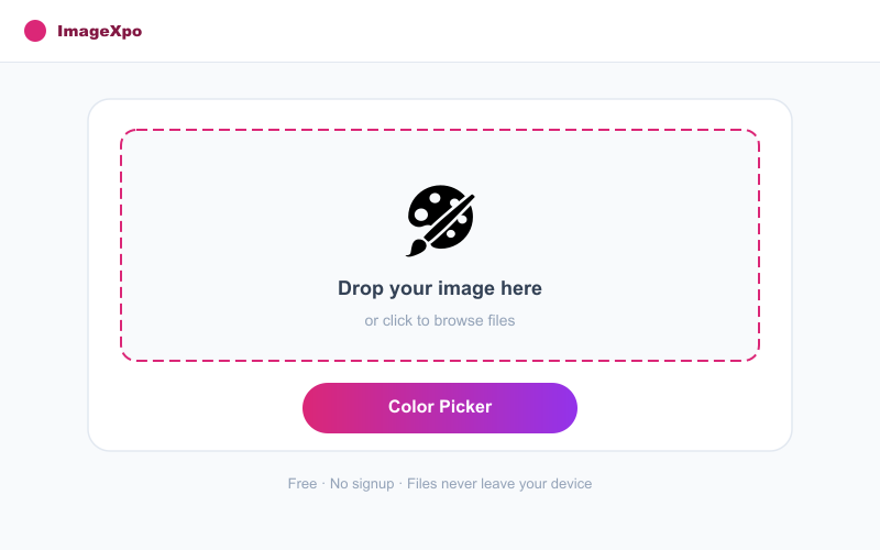 Color Picker from Image Free - Get HEX RGB HSL CMYK Codes interface — ImageXpo