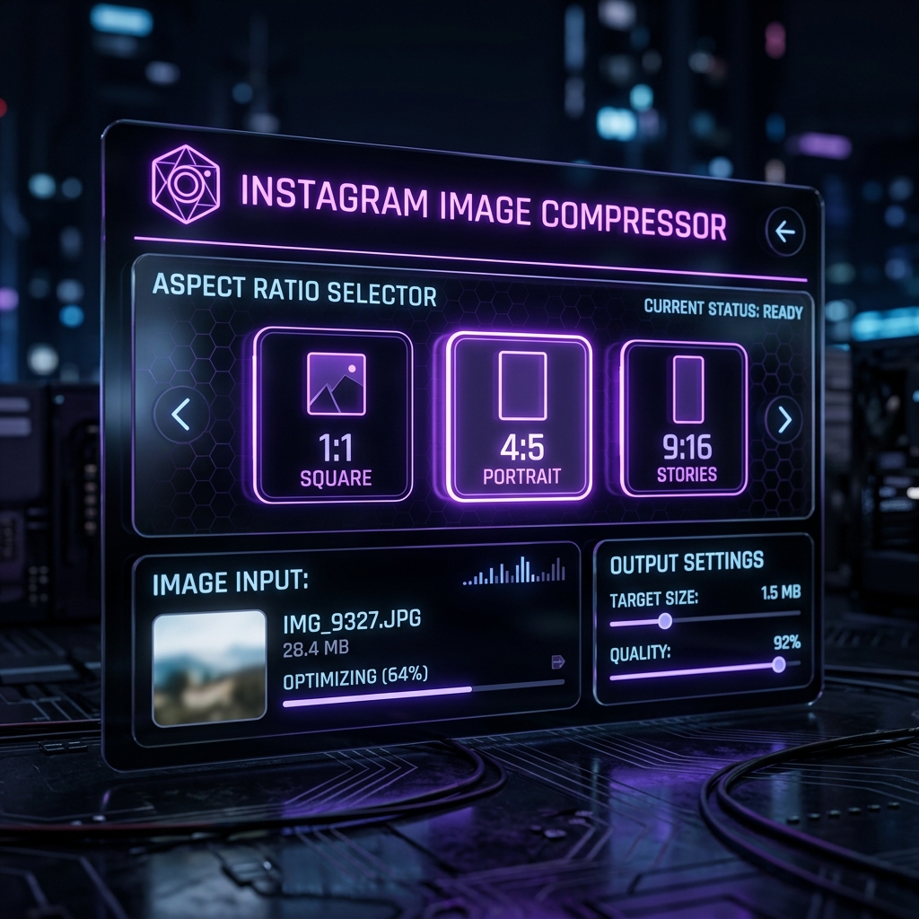 Bild für Instagram kostenlos komprimieren - Scharfe Fotos ohne Pixelbildung interface — ImageXpo
