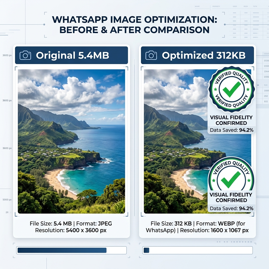 Compress Image for WhatsApp Free - Fix "File Too Large" result example