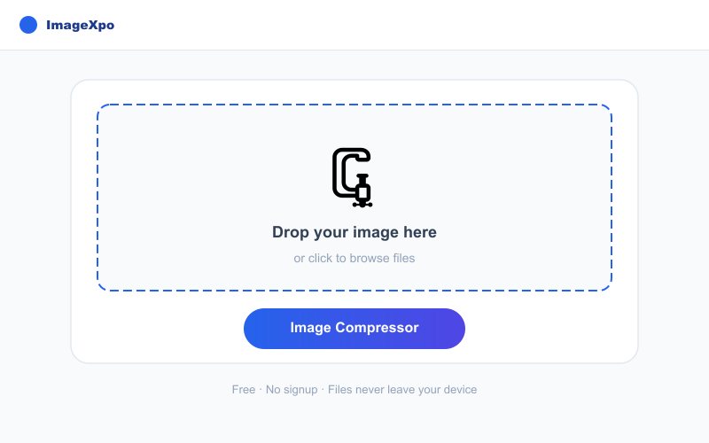 Compress Image Online Free without Losing Quality interface — ImageXpo