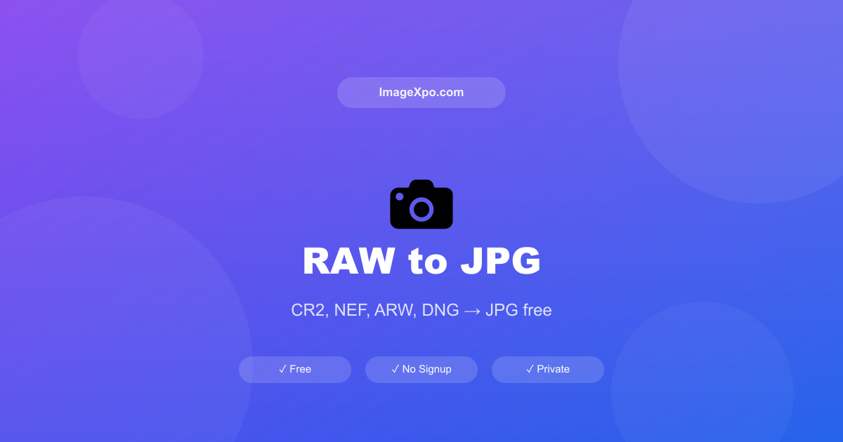 RAW to JPG Converter — Convert Camera RAW to JPEG Free — Free Online Tool