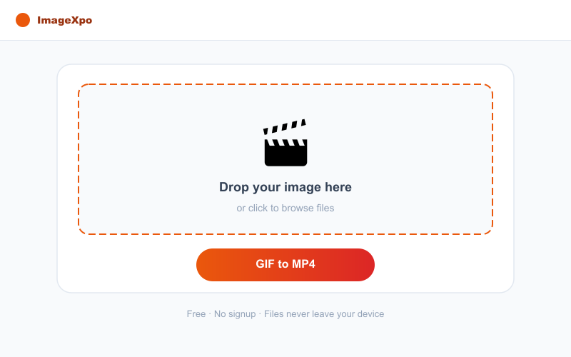 Convert GIF to MP4 — High-Quality GIF to Video Converter interface — ImageXpo