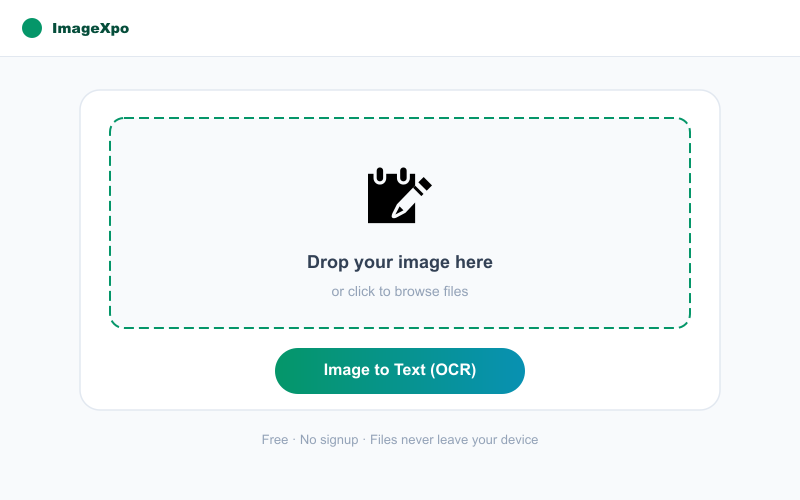 Image to Text Converter — Convert Image to Text Online Free interface — ImageXpo