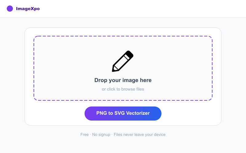 PNG to SVG Vectorizer — Trace PNG to SVG Free Online interface — ImageXpo