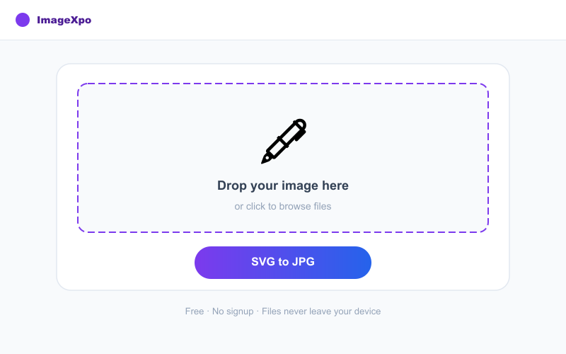 SVG to JPG Converter Free Online — Export SVG as JPEG interface — ImageXpo