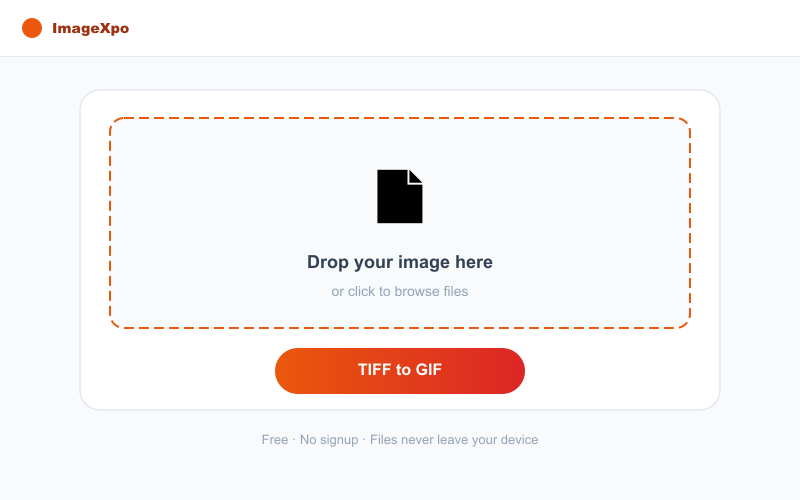 TIFF to GIF Converter Free Online — 100% Free Online interface — ImageXpo