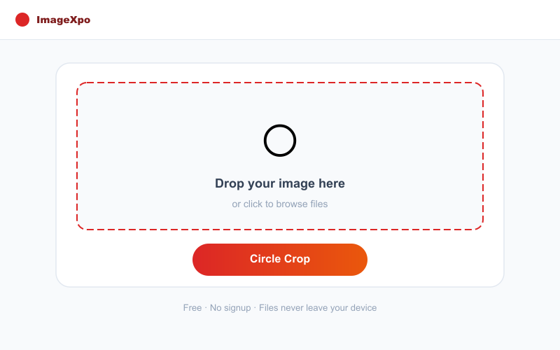 Crop Photo to Circle Free Online - Make Round Profile Picture interface — ImageXpo