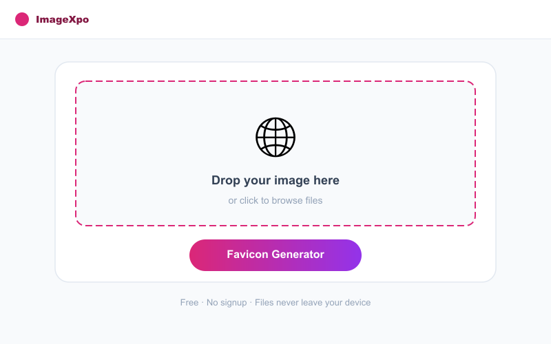 Favicon Generator — Create favicon.ico from Any Image Free interface — ImageXpo