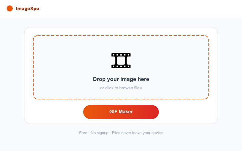 GIF Maker Free Online — Create Animated GIF No Watermark interface — ImageXpo