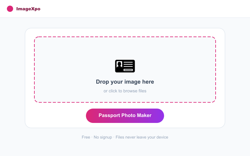 Free Passport Photo Maker Online - Biometric Precision interface — ImageXpo