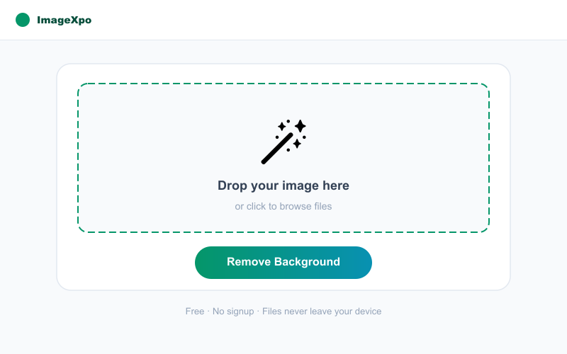 Free AI Background Remover Online - Remove BG Locally interface — ImageXpo
