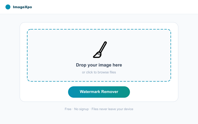 Remove Watermark from Image Free Online — No Signup interface — ImageXpo